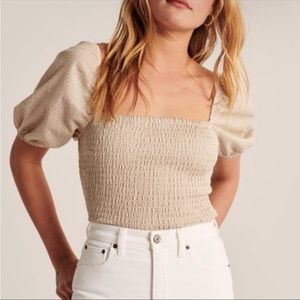 Abercrombie Puff Sleeve Cream Blouse